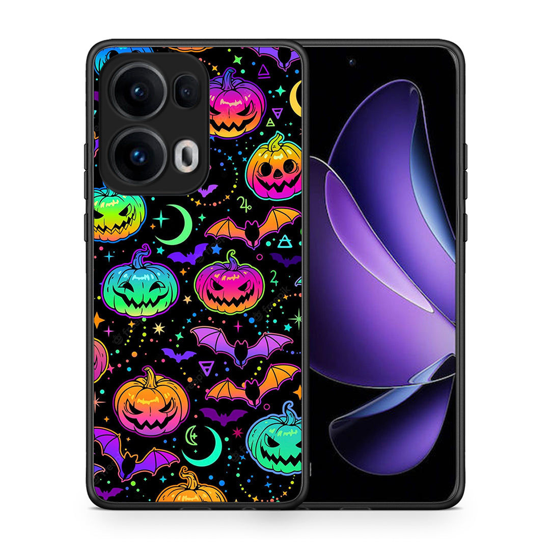 Θήκη Oppo Reno13 Pro Neon Halloween από τη Smartfits με σχέδιο στο πίσω μέρος και μαύρο περίβλημα | Oppo Reno13 Pro Neon Halloween case with colorful back and black bezels