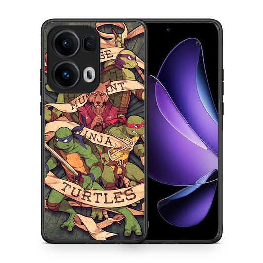 Θήκη Oppo Reno13 Pro Ninja Turtles από τη Smartfits με σχέδιο στο πίσω μέρος και μαύρο περίβλημα | Oppo Reno13 Pro Ninja Turtles case with colorful back and black bezels