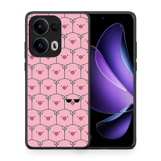 Θήκη Oppo Reno13 Pro Pig Glasses από τη Smartfits με σχέδιο στο πίσω μέρος και μαύρο περίβλημα | Oppo Reno13 Pro Pig Glasses case with colorful back and black bezels