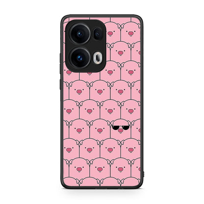 Oppo Reno13 Pro Pig Glasses θήκη από τη Smartfits με σχέδιο στο πίσω μέρος και μαύρο περίβλημα | Smartphone case with colorful back and black bezels by Smartfits