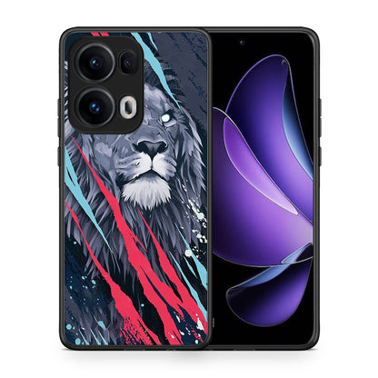 Θήκη Oppo Reno13 Pro Lion Designer PopArt από τη Smartfits με σχέδιο στο πίσω μέρος και μαύρο περίβλημα | Oppo Reno13 Pro Lion Designer PopArt case with colorful back and black bezels