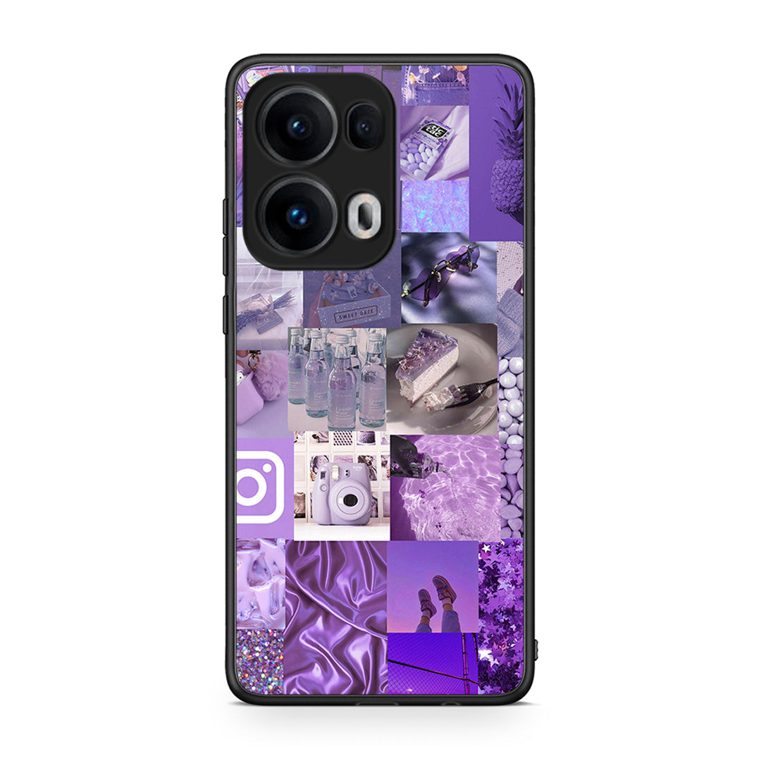 Oppo Reno13 Pro Purple Aesthetic Collage θήκη από τη Smartfits με σχέδιο στο πίσω μέρος και μαύρο περίβλημα | Smartphone case with colorful back and black bezels by Smartfits