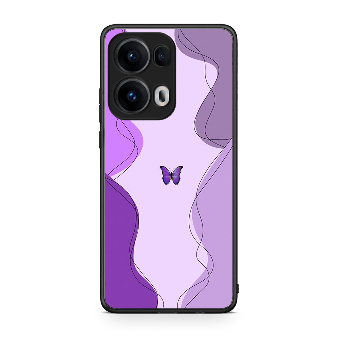 Oppo Reno13 Pro Purple Mariposa Θήκη Αγίου Βαλεντίνου από τη Smartfits με σχέδιο στο πίσω μέρος και μαύρο περίβλημα | Smartphone case with colorful back and black bezels by Smartfits