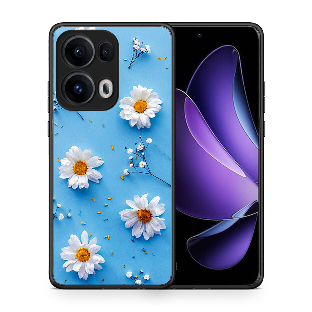 Θήκη Oppo Reno13 Pro Real Daisies από τη Smartfits με σχέδιο στο πίσω μέρος και μαύρο περίβλημα | Oppo Reno13 Pro Real Daisies case with colorful back and black bezels