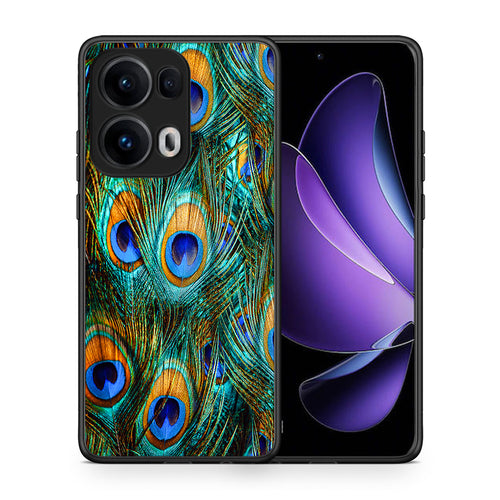 Θήκη Oppo Reno13 Pro Real Peacock Feathers από τη Smartfits με σχέδιο στο πίσω μέρος και μαύρο περίβλημα | Oppo Reno13 Pro Real Peacock Feathers case with colorful back and black bezels
