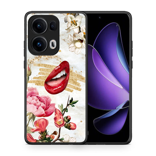 Θήκη Oppo Reno13 Pro Red Lips από τη Smartfits με σχέδιο στο πίσω μέρος και μαύρο περίβλημα | Oppo Reno13 Pro Red Lips case with colorful back and black bezels