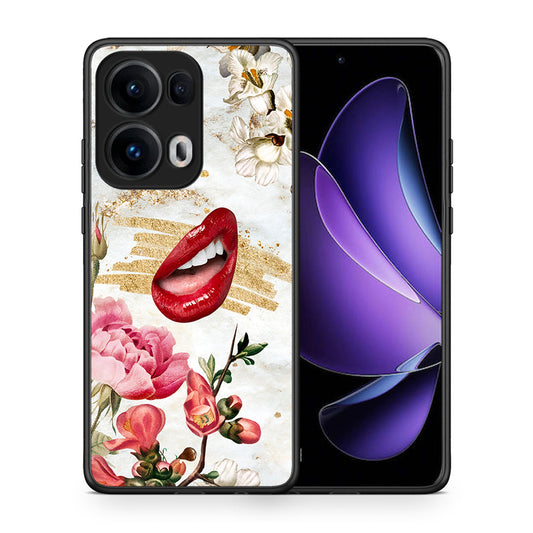 Θήκη Oppo Reno13 Pro Red Lips από τη Smartfits με σχέδιο στο πίσω μέρος και μαύρο περίβλημα | Oppo Reno13 Pro Red Lips case with colorful back and black bezels