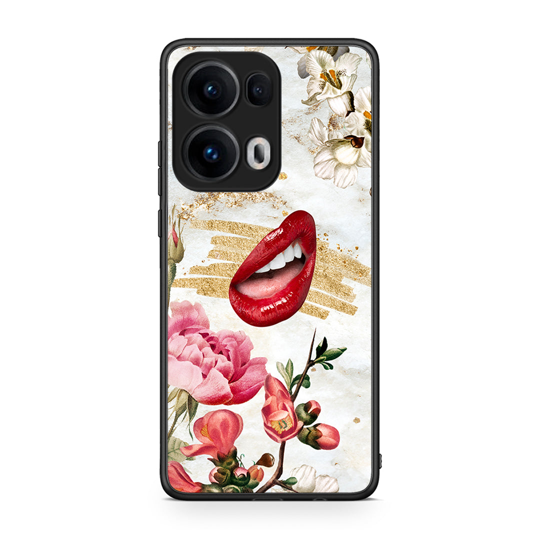 Oppo Reno13 Pro Red Lips θήκη από τη Smartfits με σχέδιο στο πίσω μέρος και μαύρο περίβλημα | Smartphone case with colorful back and black bezels by Smartfits