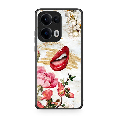 Oppo Reno13 Pro Red Lips θήκη από τη Smartfits με σχέδιο στο πίσω μέρος και μαύρο περίβλημα | Smartphone case with colorful back and black bezels by Smartfits