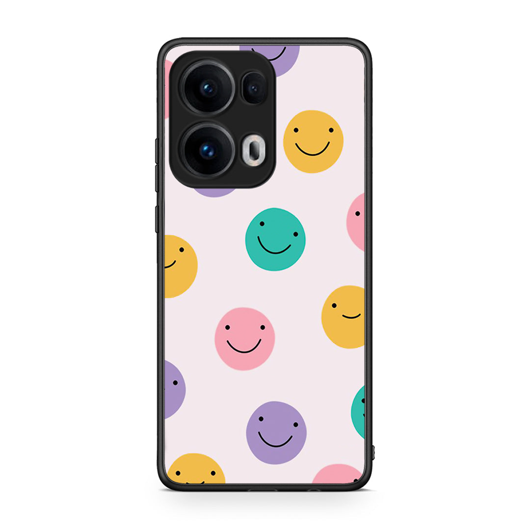 Oppo Reno13 Pro Smiley Faces θήκη από τη Smartfits με σχέδιο στο πίσω μέρος και μαύρο περίβλημα | Smartphone case with colorful back and black bezels by Smartfits