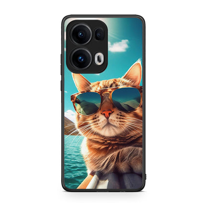 Oppo Reno13 Pro Summer Cat θήκη από τη Smartfits με σχέδιο στο πίσω μέρος και μαύρο περίβλημα | Smartphone case with colorful back and black bezels by Smartfits