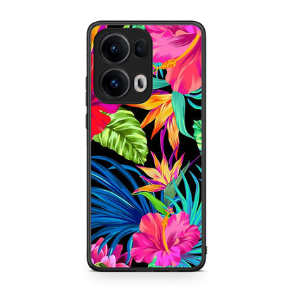Oppo Reno13 Pro Tropical Flowers θήκη από τη Smartfits με σχέδιο στο πίσω μέρος και μαύρο περίβλημα | Smartphone case with colorful back and black bezels by Smartfits