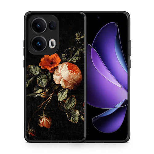 Θήκη Oppo Reno13 Pro Vintage Roses από τη Smartfits με σχέδιο στο πίσω μέρος και μαύρο περίβλημα | Oppo Reno13 Pro Vintage Roses case with colorful back and black bezels