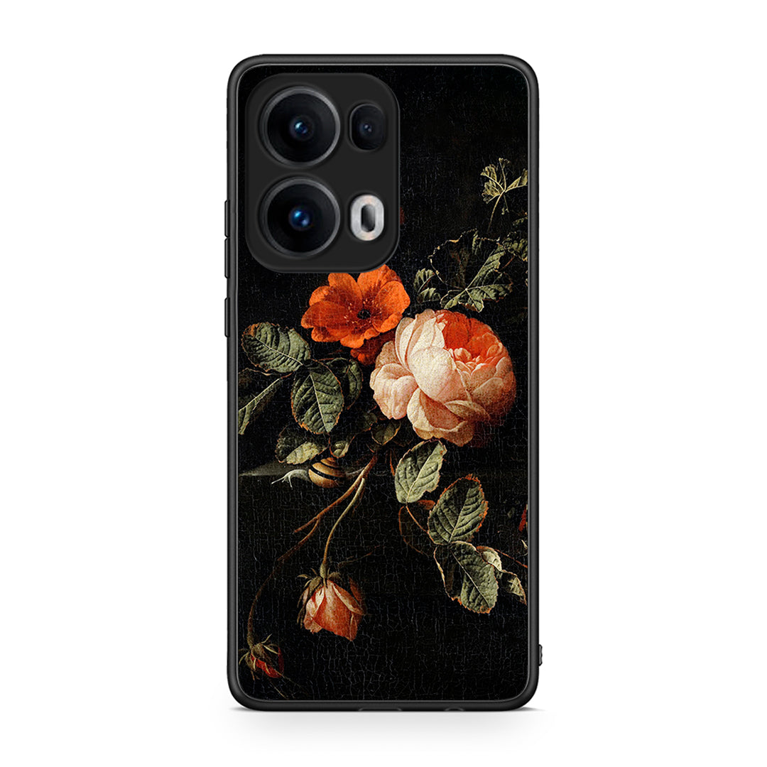 Oppo Reno13 Pro Vintage Roses θήκη από τη Smartfits με σχέδιο στο πίσω μέρος και μαύρο περίβλημα | Smartphone case with colorful back and black bezels by Smartfits