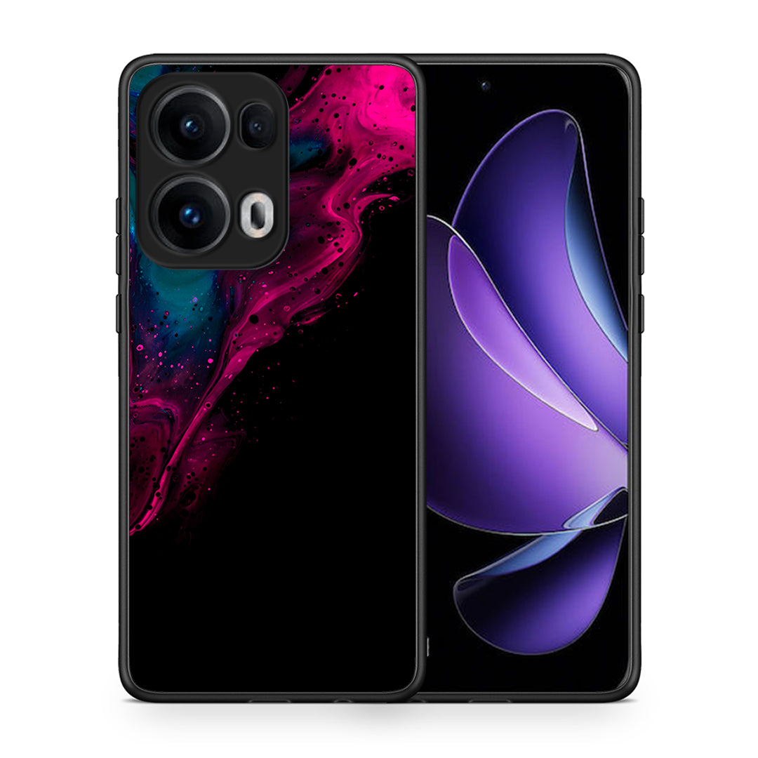 Θήκη Oppo Reno13 Pro Pink Black Watercolor από τη Smartfits με σχέδιο στο πίσω μέρος και μαύρο περίβλημα | Oppo Reno13 Pro Pink Black Watercolor case with colorful back and black bezels