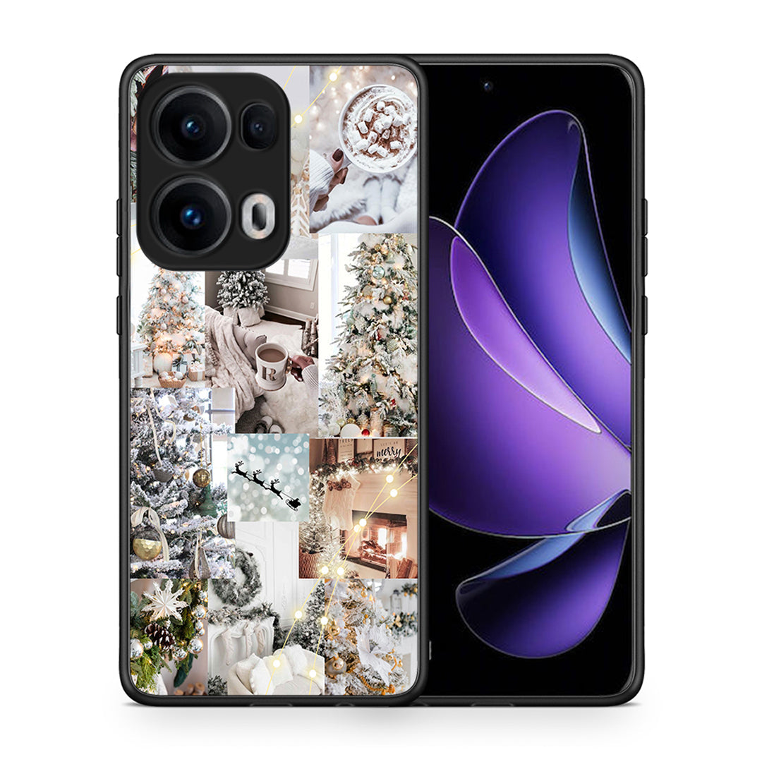 Θήκη Oppo Reno13 Pro White Christmas από τη Smartfits με σχέδιο στο πίσω μέρος και μαύρο περίβλημα | Oppo Reno13 Pro White Christmas case with colorful back and black bezels