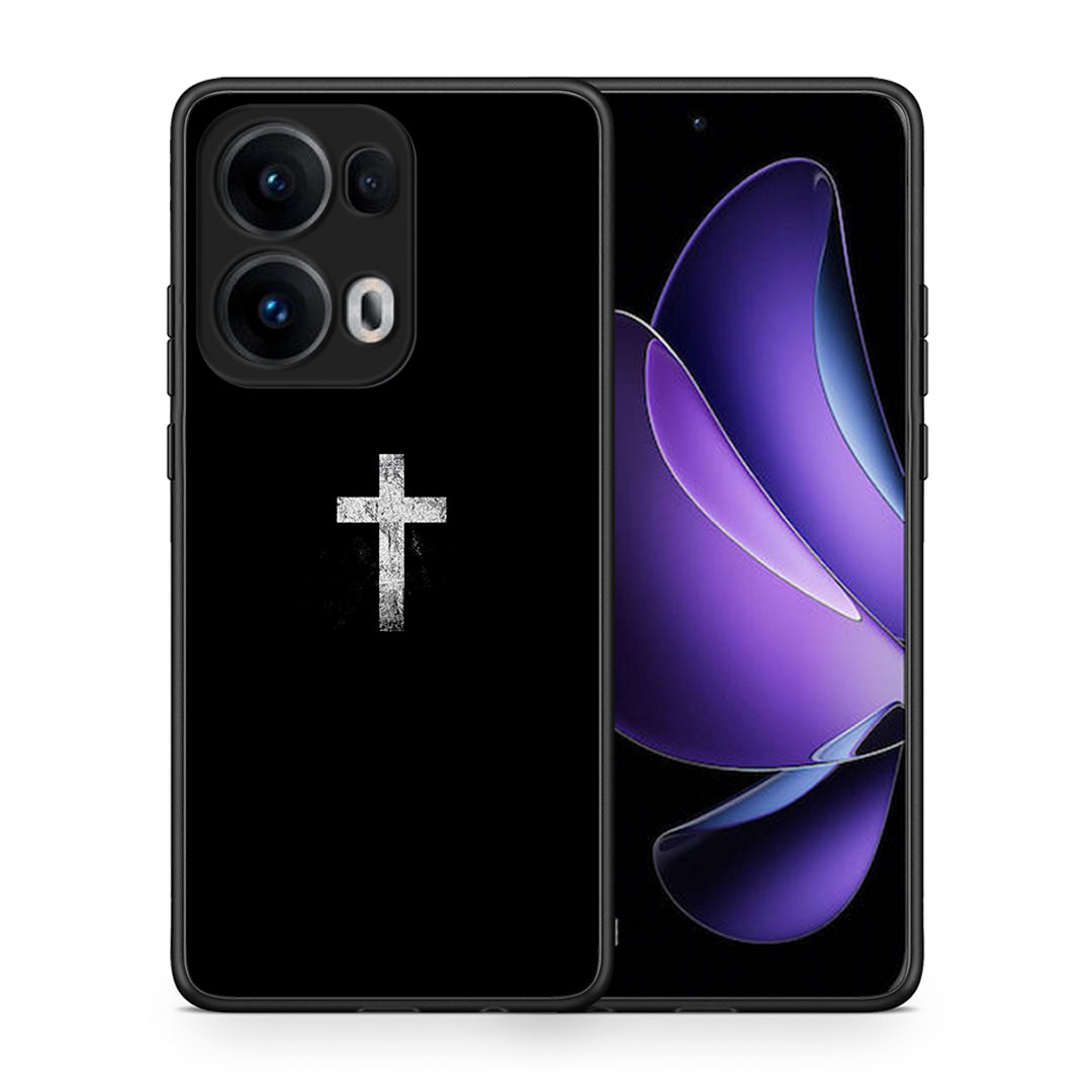 Θήκη Oppo Reno13 Pro White Cross από τη Smartfits με σχέδιο στο πίσω μέρος και μαύρο περίβλημα | Oppo Reno13 Pro White Cross case with colorful back and black bezels