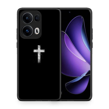 Θήκη Oppo Reno13 Pro White Cross από τη Smartfits με σχέδιο στο πίσω μέρος και μαύρο περίβλημα | Oppo Reno13 Pro White Cross case with colorful back and black bezels