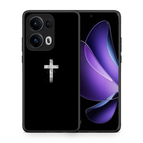 Θήκη Oppo Reno13 Pro White Cross από τη Smartfits με σχέδιο στο πίσω μέρος και μαύρο περίβλημα | Oppo Reno13 Pro White Cross case with colorful back and black bezels