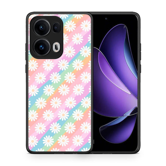 Θήκη Oppo Reno13 Pro White Daisies από τη Smartfits με σχέδιο στο πίσω μέρος και μαύρο περίβλημα | Oppo Reno13 Pro White Daisies case with colorful back and black bezels