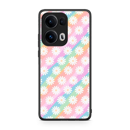 Oppo Reno13 Pro White Daisies θήκη από τη Smartfits με σχέδιο στο πίσω μέρος και μαύρο περίβλημα | Smartphone case with colorful back and black bezels by Smartfits