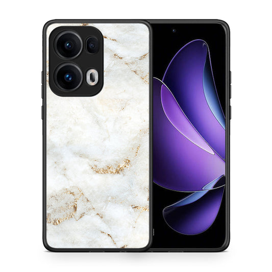 Θήκη Oppo Reno13 Pro White Gold Marble από τη Smartfits με σχέδιο στο πίσω μέρος και μαύρο περίβλημα | Oppo Reno13 Pro White Gold Marble case with colorful back and black bezels