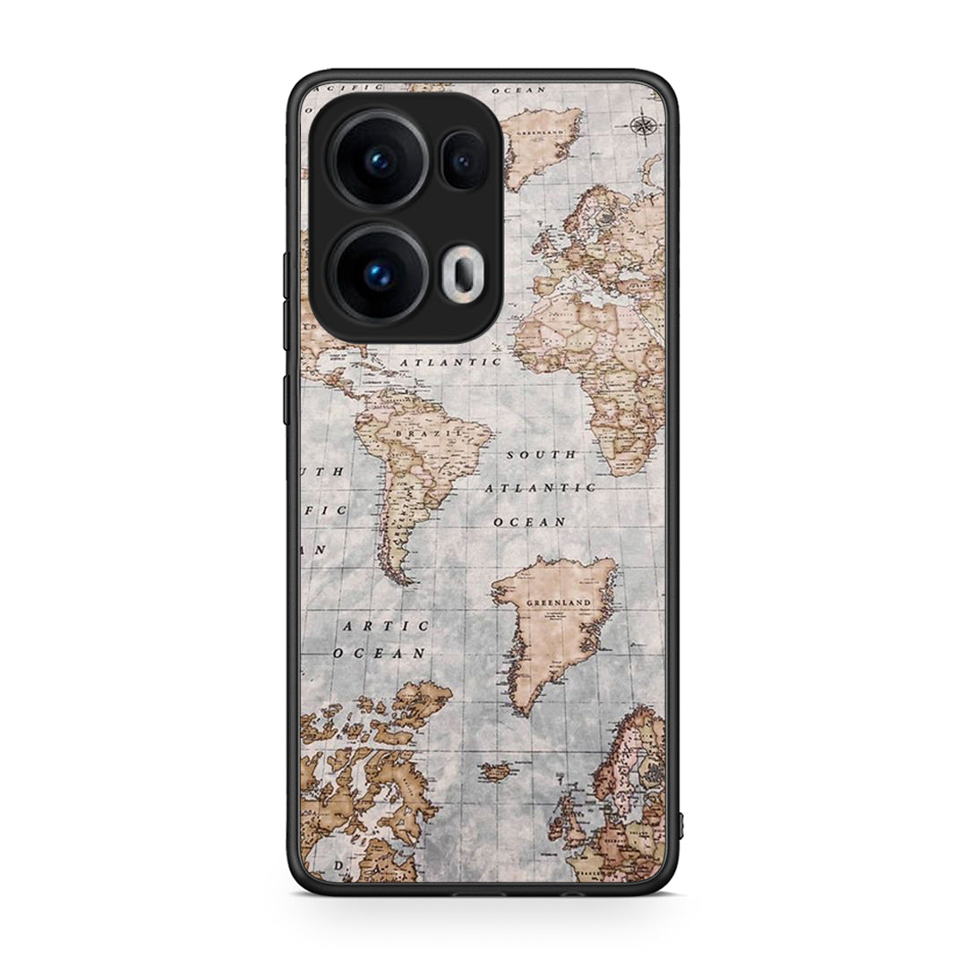Oppo Reno13 Pro World Map Θήκη από τη Smartfits με σχέδιο στο πίσω μέρος και μαύρο περίβλημα | Smartphone case with colorful back and black bezels by Smartfits