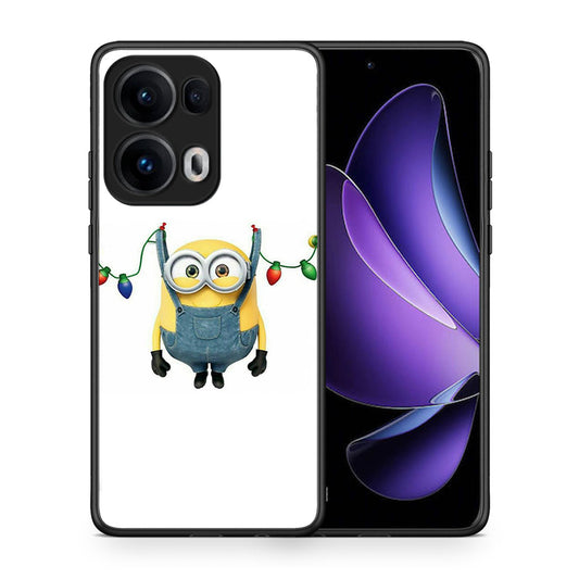 Θήκη Oppo Reno13 Pro Xmas Minion Lights από τη Smartfits με σχέδιο στο πίσω μέρος και μαύρο περίβλημα | Oppo Reno13 Pro Xmas Minion Lights case with colorful back and black bezels