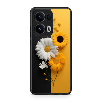 Oppo Reno13 Pro Yellow Daisies θήκη από τη Smartfits με σχέδιο στο πίσω μέρος και μαύρο περίβλημα | Smartphone case with colorful back and black bezels by Smartfits