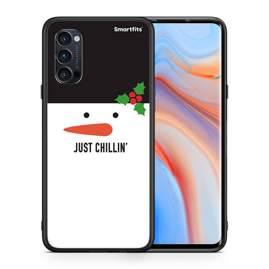 Θήκη Oppo Reno4 Pro 5G Christmas Chillin από τη Smartfits με σχέδιο στο πίσω μέρος και μαύρο περίβλημα | Oppo Reno4 Pro 5G Christmas Chillin case with colorful back and black bezels