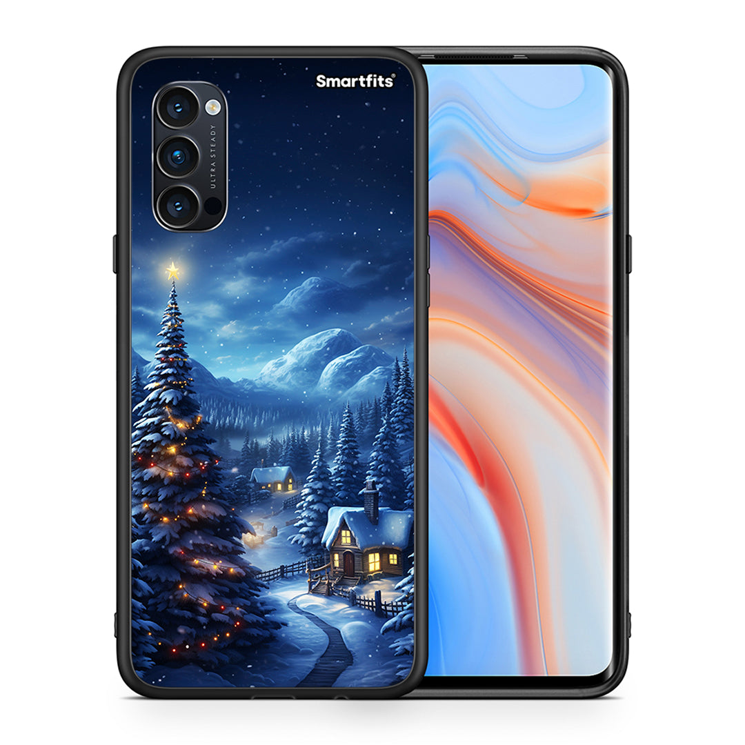 Θήκη Oppo Reno4 Pro 5G Christmas Scenery από τη Smartfits με σχέδιο στο πίσω μέρος και μαύρο περίβλημα | Oppo Reno4 Pro 5G Christmas Scenery case with colorful back and black bezels