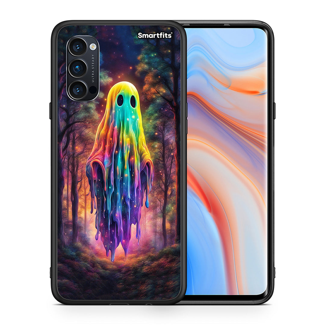 Θήκη Oppo Reno4 Pro 5G Halloween Ghost από τη Smartfits με σχέδιο στο πίσω μέρος και μαύρο περίβλημα | Oppo Reno4 Pro 5G Halloween Ghost case with colorful back and black bezels