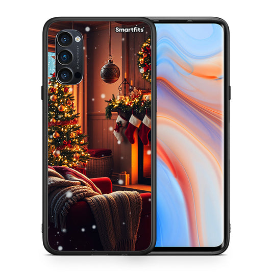 Θήκη Oppo Reno4 Pro 5G Home For Christmas από τη Smartfits με σχέδιο στο πίσω μέρος και μαύρο περίβλημα | Oppo Reno4 Pro 5G Home For Christmas case with colorful back and black bezels