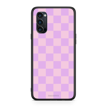 Θήκη Oppo Reno4 Pro 5G Lavender and Pink Checkerboard από τη Smartfits με σχέδιο στο πίσω μέρος και μαύρο περίβλημα | Oppo Reno4 Pro 5G Lavender and Pink Checkerboard case with colorful back and black bezels
