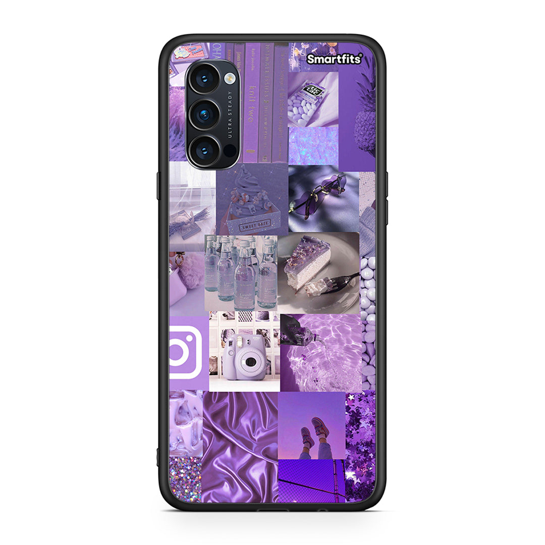 Oppo Reno4 Pro 5G Purple Aesthetic Collage θήκη από τη Smartfits με σχέδιο στο πίσω μέρος και μαύρο περίβλημα | Smartphone case with colorful back and black bezels by Smartfits