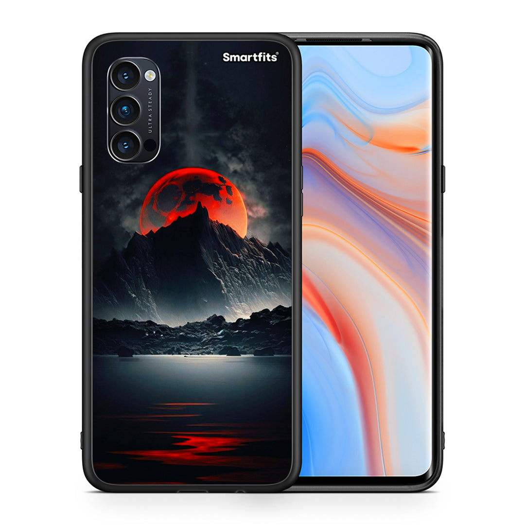 Θήκη Oppo Reno4 Pro 5G Red Full Moon από τη Smartfits με σχέδιο στο πίσω μέρος και μαύρο περίβλημα | Oppo Reno4 Pro 5G Red Full Moon case with colorful back and black bezels