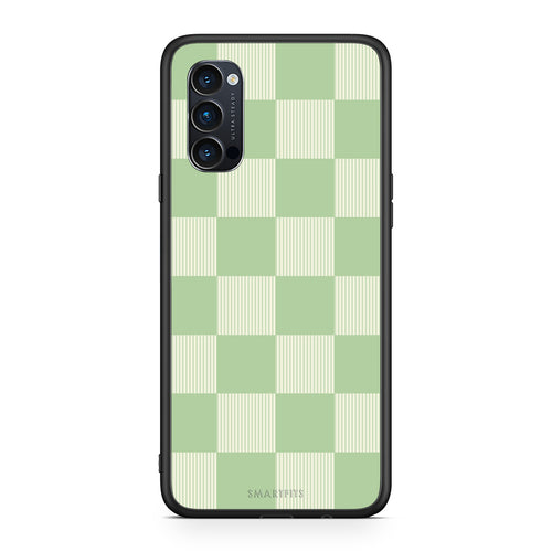 Θήκη Oppo Reno4 Pro 5G Sage and Cream Striped Checks από τη Smartfits με σχέδιο στο πίσω μέρος και μαύρο περίβλημα | Oppo Reno4 Pro 5G Sage and Cream Striped Checks case with colorful back and black bezels