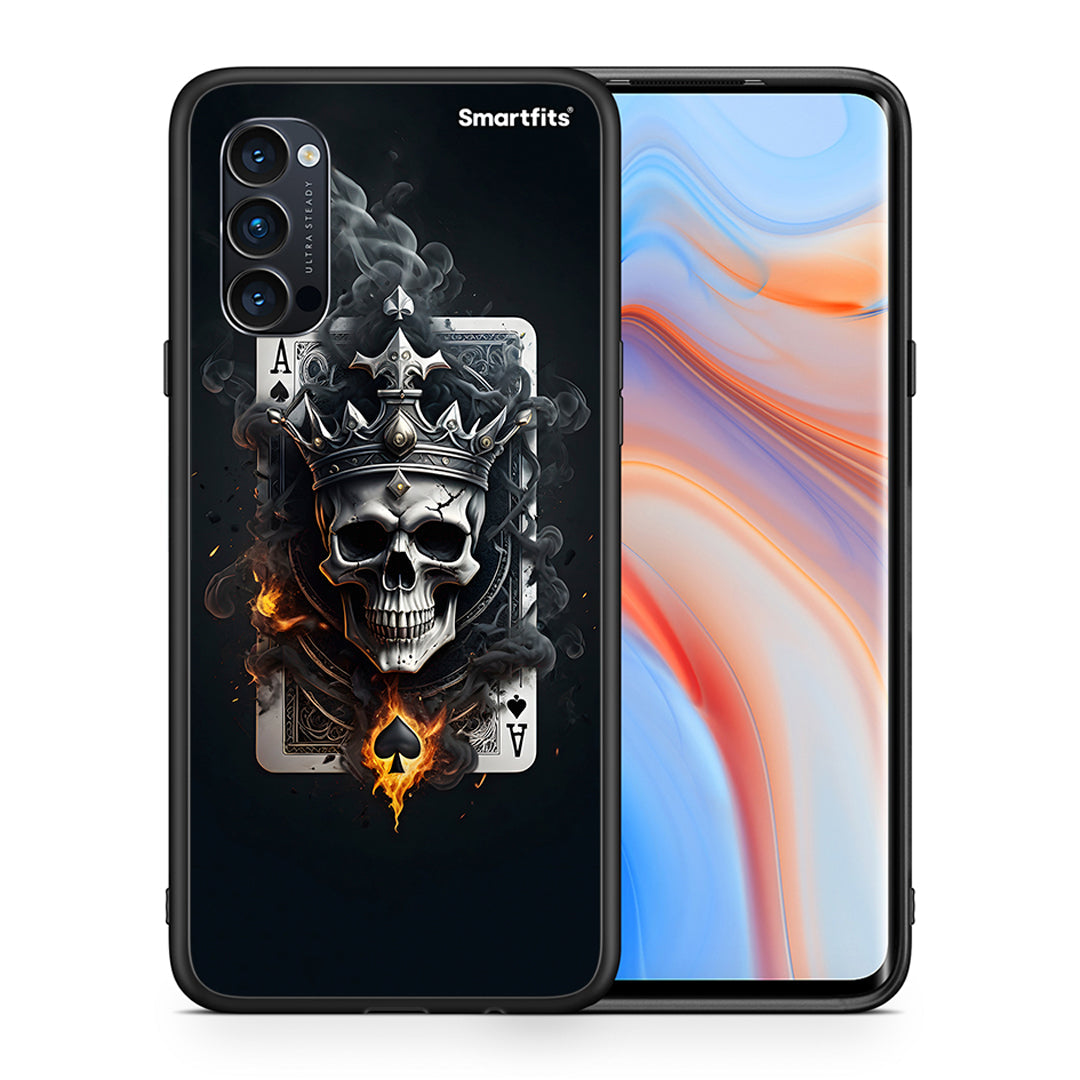 Θήκη Oppo Reno4 Pro 5G Skull King Ace από τη Smartfits με σχέδιο στο πίσω μέρος και μαύρο περίβλημα | Oppo Reno4 Pro 5G Skull King Ace case with colorful back and black bezels