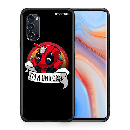 Θήκη Oppo Reno4 Pro 5G Unicorn Deadpool από τη Smartfits με σχέδιο στο πίσω μέρος και μαύρο περίβλημα | Oppo Reno4 Pro 5G Unicorn Deadpool case with colorful back and black bezels