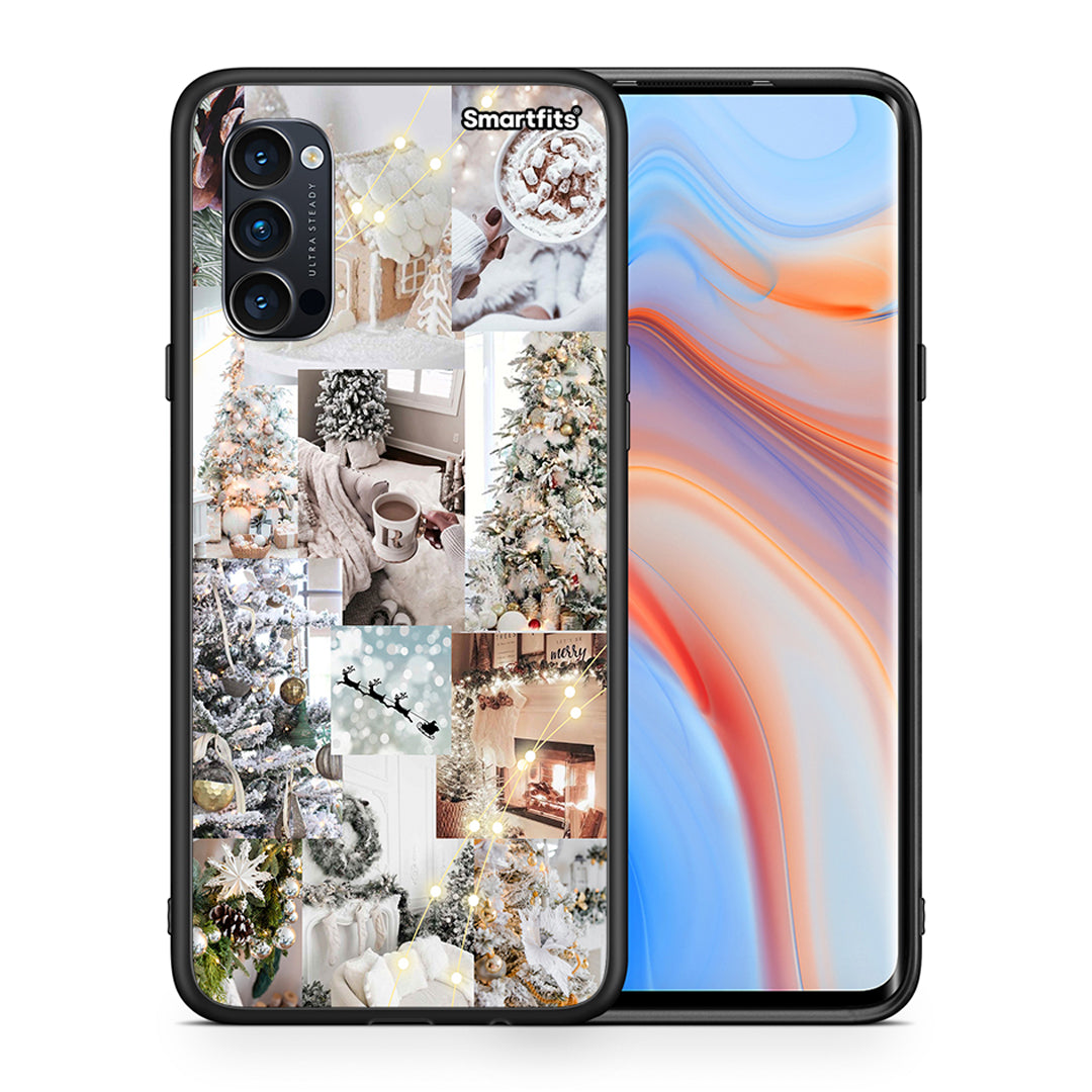 Θήκη Oppo Reno4 Pro 5G White Christmas από τη Smartfits με σχέδιο στο πίσω μέρος και μαύρο περίβλημα | Oppo Reno4 Pro 5G White Christmas case with colorful back and black bezels