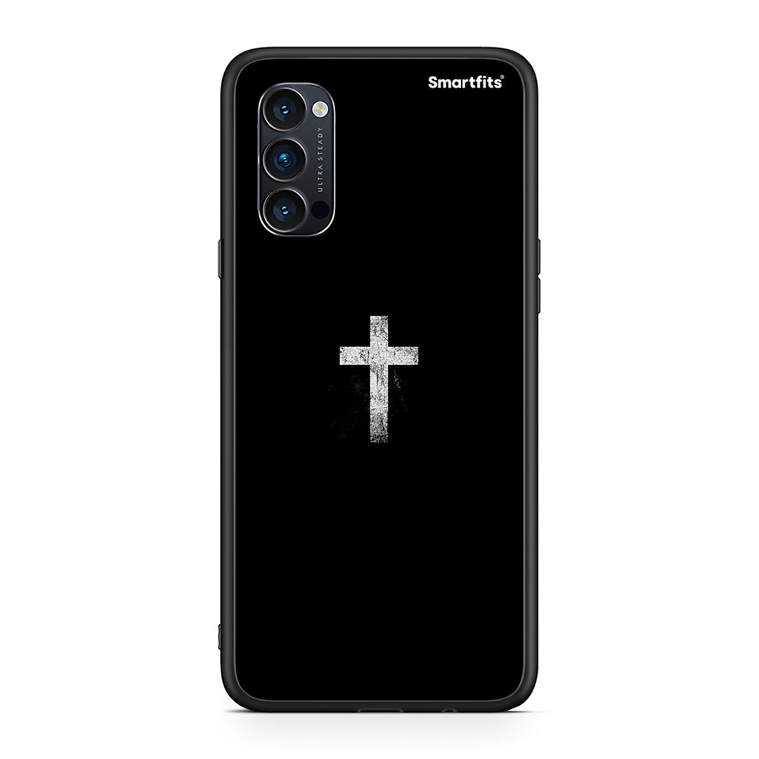 Oppo Reno4 Pro 5G White Cross θήκη από τη Smartfits με σχέδιο στο πίσω μέρος και μαύρο περίβλημα | Smartphone case with colorful back and black bezels by Smartfits