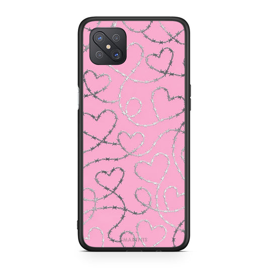 Θήκη Oppo Reno4 Z 5G / A92s Barbed Wire Hearts on Pink από τη Smartfits με σχέδιο στο πίσω μέρος και μαύρο περίβλημα | Oppo Reno4 Z 5G / A92s Barbed Wire Hearts on Pink case with colorful back and black bezels