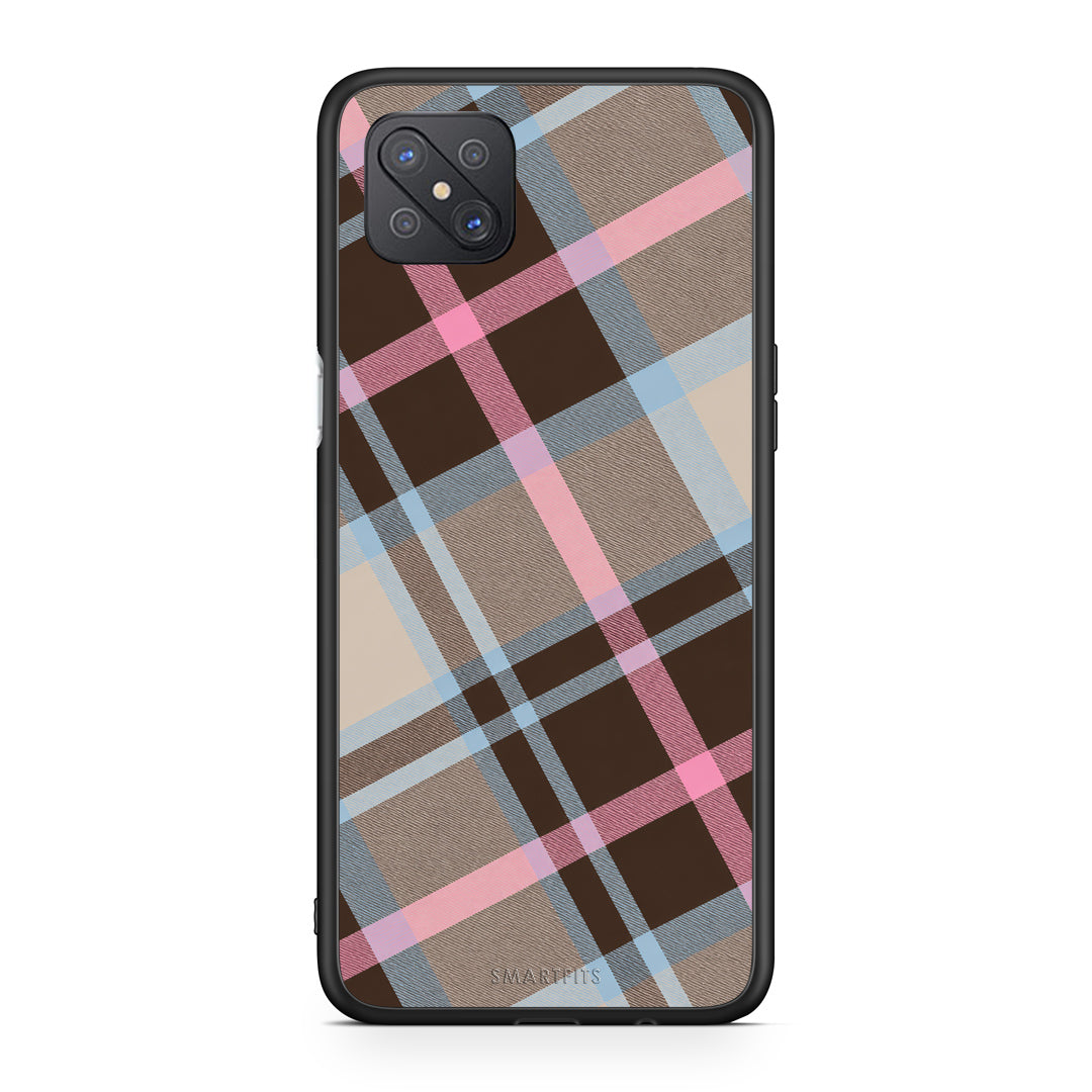 Θήκη Oppo Reno4 Z 5G / A92s Brown Pink and Blue Diagonal Plaid από τη Smartfits με σχέδιο στο πίσω μέρος και μαύρο περίβλημα | Oppo Reno4 Z 5G / A92s Brown Pink and Blue Diagonal Plaid case with colorful back and black bezels