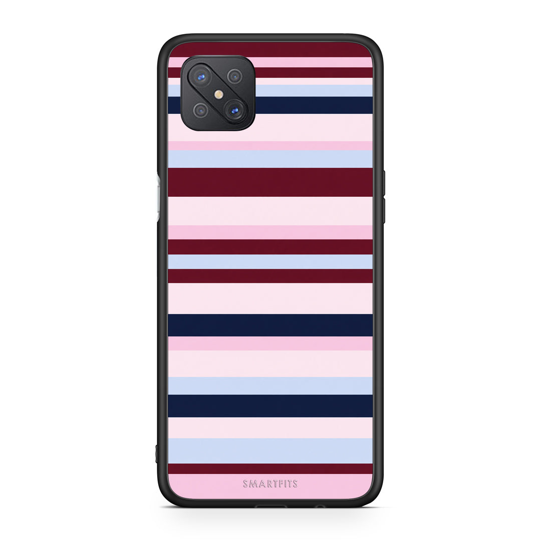 Θήκη Oppo Reno4 Z 5G / A92s Burgundy Pink and Blue Horizontal Stripes από τη Smartfits με σχέδιο στο πίσω μέρος και μαύρο περίβλημα | Oppo Reno4 Z 5G / A92s Burgundy Pink and Blue Horizontal Stripes case with colorful back and black bezels