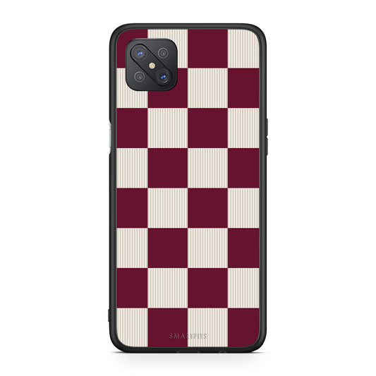 Θήκη Oppo Reno4 Z 5G / A92s Burgundy and Cream Striped Checks από τη Smartfits με σχέδιο στο πίσω μέρος και μαύρο περίβλημα | Oppo Reno4 Z 5G / A92s Burgundy and Cream Striped Checks case with colorful back and black bezels