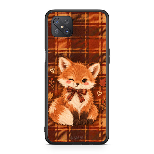 Θήκη Oppo Reno4 Z 5G / A92s Fox on Autumn Tartan από τη Smartfits με σχέδιο στο πίσω μέρος και μαύρο περίβλημα | Oppo Reno4 Z 5G / A92s Fox on Autumn Tartan case with colorful back and black bezels