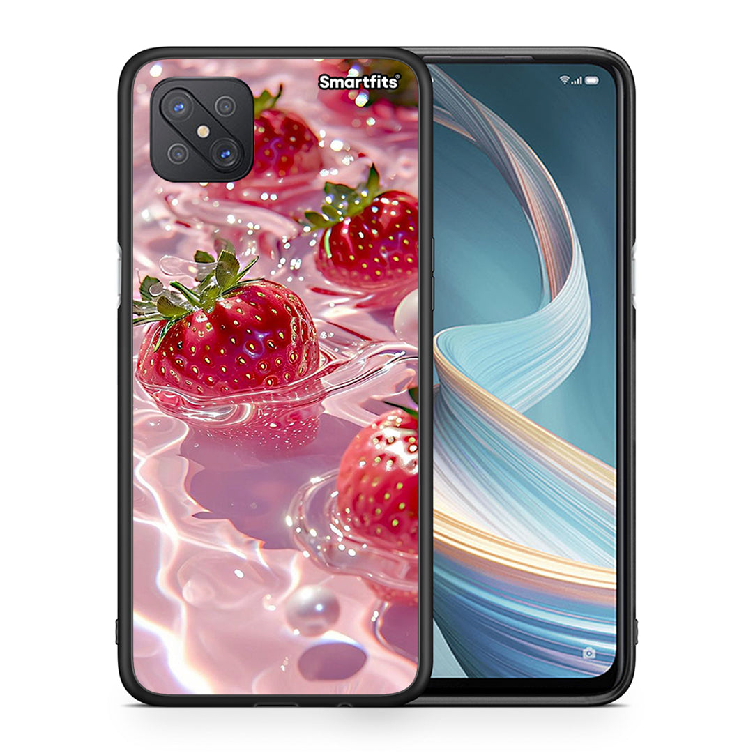 Θήκη Oppo Reno4 Z 5G Juicy Strawberries από τη Smartfits με σχέδιο στο πίσω μέρος και μαύρο περίβλημα | Oppo Reno4 Z 5G Juicy Strawberries case with colorful back and black bezels