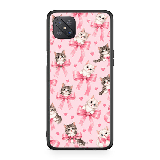 Θήκη Oppo Reno4 Z 5G / A92s Kittens and Pink Bows on Pink από τη Smartfits με σχέδιο στο πίσω μέρος και μαύρο περίβλημα | Oppo Reno4 Z 5G / A92s Kittens and Pink Bows on Pink case with colorful back and black bezels