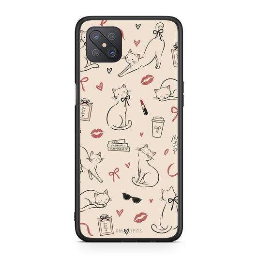 Θήκη Oppo Reno4 Z 5G / A92s Minimal Cat and Fashion Doodles on Cream από τη Smartfits με σχέδιο στο πίσω μέρος και μαύρο περίβλημα | Oppo Reno4 Z 5G / A92s Minimal Cat and Fashion Doodles on Cream case with colorful back and black bezels