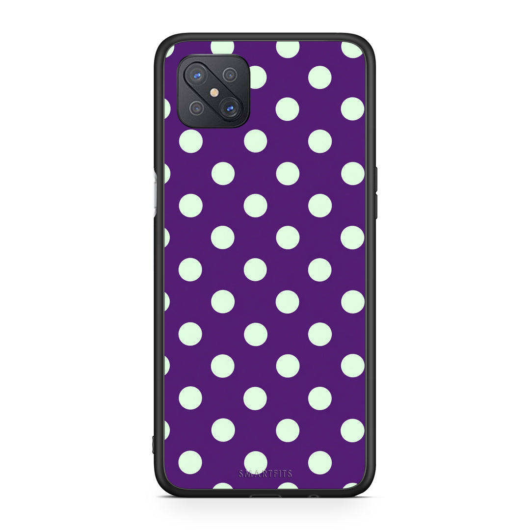 Θήκη Oppo Reno4 Z 5G / A92s Mint Polka Dots on Purple από τη Smartfits με σχέδιο στο πίσω μέρος και μαύρο περίβλημα | Oppo Reno4 Z 5G / A92s Mint Polka Dots on Purple case with colorful back and black bezels